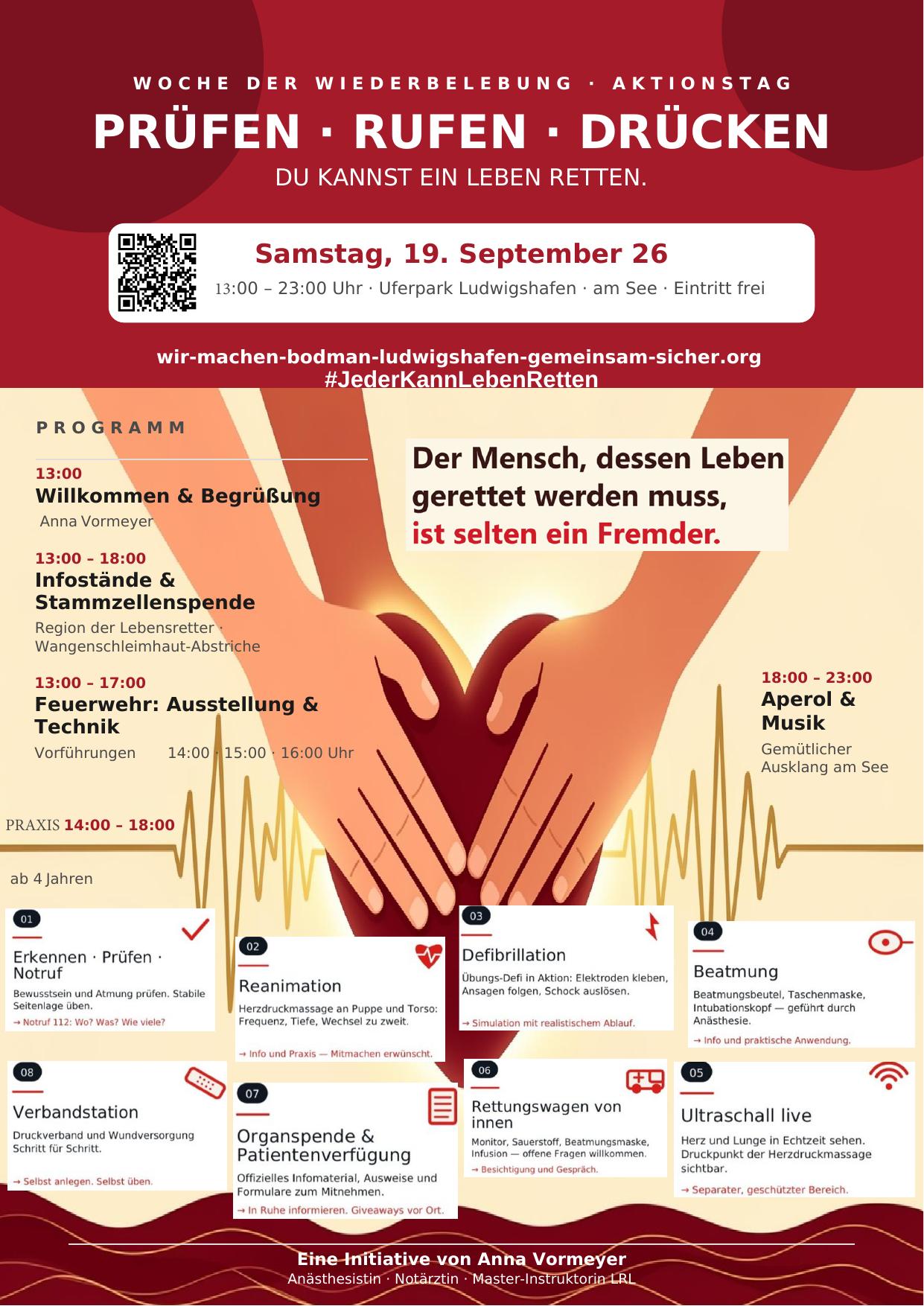 A4-Plakat zum Aktionstag der Woche der Wiederbelebung am 19. September 2026 in Bodman-Ludwigshafen.